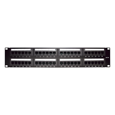 Panel de Parcheo de Impacto / 48 Puertos / Cat5e / 19 Pulgadas (48.26 cm) / 2U / T568A/T568B / Barra Organizadora