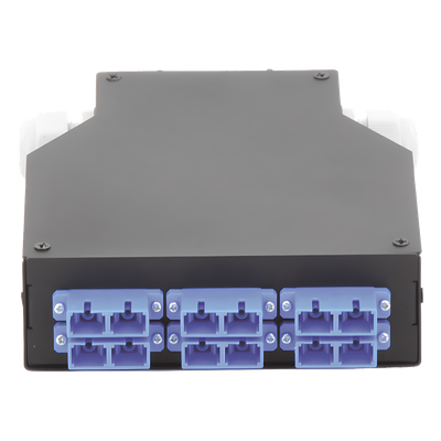 Distribuidor de Fibra Óptica / Riel DIN / 6 Acopladores SC/UPC Dúplex Monomodo / Charola 24 Fusiones / IP67 / 4×12.6×14.2 cm