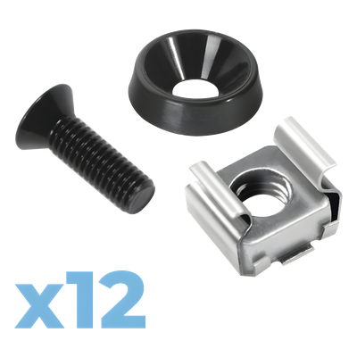 Juego de Tornillos para Rack / 12 Unidades / M5 / Acero Inoxidable / Tuercas Enjauladas