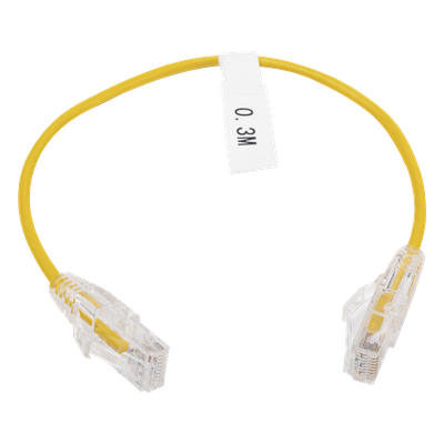 Cable de Parcheo Slim UTP Cat6 / 30 cm (0.98 ft) / 28 AWG / Amarillo / 10 Gbps
