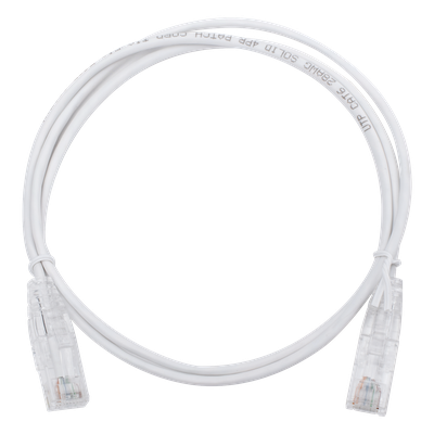 Cable de Parcheo Slim UTP Cat6 / 1 Metro (3.28 Pies) / 28 AWG / Blanco / 1 Gbps+