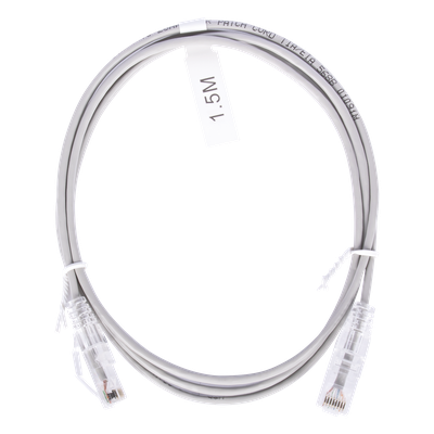 Cable de Parcheo Slim UTP Cat6 / 1.5 m (4.92 ft) / 28 AWG / Gris / Diámetro Reducido