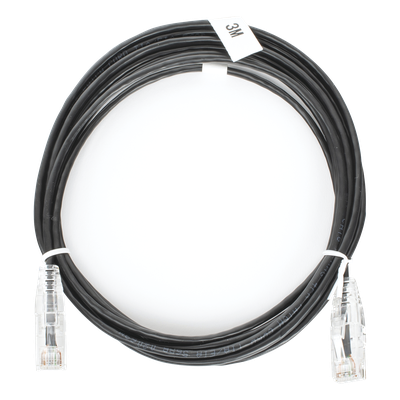 Cable de Parcheo Slim UTP Cat6 / 3 m (9.84 ft) / 28 AWG / 1 Gbps / RJ45 / Negro
