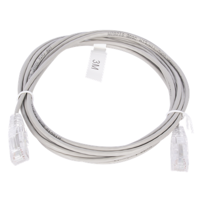 Cable de Parcheo Slim UTP Cat6 / 3 m (9.84 ft) / 28 AWG / Gris / 1 Gbps+