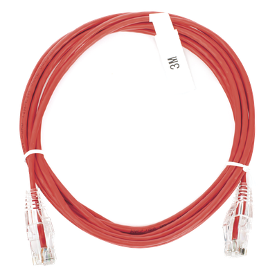 Cable de Parcheo Slim UTP Cat6 / 3 m (9.84 ft) / 28 AWG / Rojo / 1 Gbps