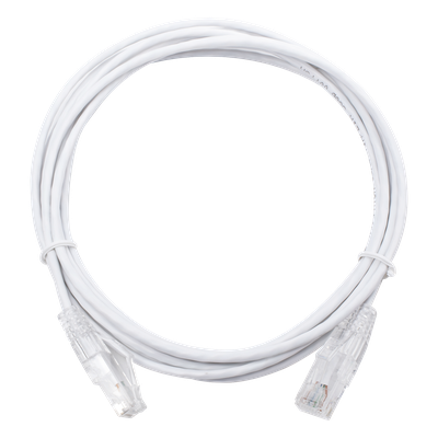 Cable de Parcheo Slim UTP Cat6 / 3 m (9.84 pies) / 28 AWG / Blanco / Sin Blindaje / 1 Gbps+