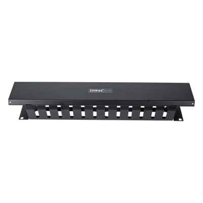 Organizador de Cables Horizontal / 2U para Rack 19″ / Capacidad 125 Cables Cat5 / Cubierta Metálica / Acero con Pintura Electrostática