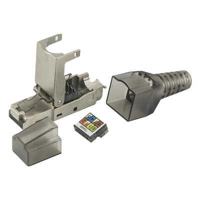 Plug RJ45 Blindado / Cat 6A / Sin Herramienta / 50μ Oro / 10GBASE-T