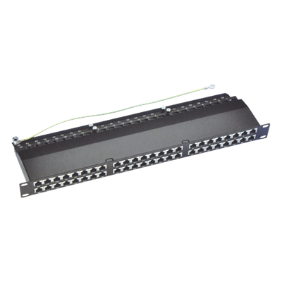 Panel de Parcheo Precargado / 48 Puertos / Cat6A Blindado / 1U Rack / T568A-B