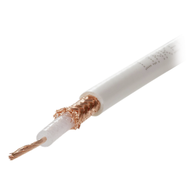 Cable Coaxial RG58AU / 100 m (328.08 pies) / Forro Blanco UV / Impedancia 50Ω / Triple Blindaje de Cobre