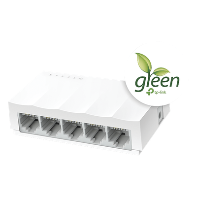 Switch no administrado / 5 puertos 10/100Mbps / Fanless / Green Ethernet / 83.6 x 45.7 x 22.8 mm