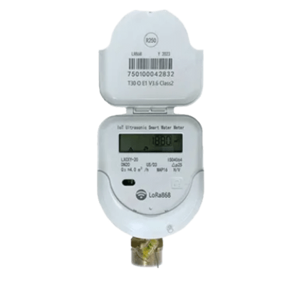 Medidor Ultrasónico de Agua LoRaWAN / 3/4 Pulgada / Bidireccional / Válvula Integrada / IP68 / LCD 9 Dígitos