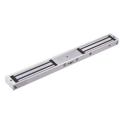 Chapa Magnética Doble / 1200 lbs x 2 (544.3 kg x 2) / 12VCC o 24VCC Seleccionable / LED Estado / -20 ~ 55°C / Puertas Doble Hoja