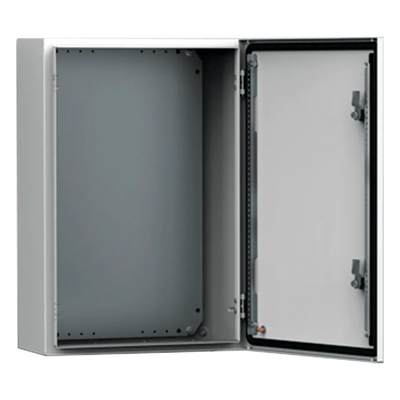 Gabinete de Pared Exterior / IP66 NEMA 4/12/13 / IK10 / Acero 16ga 1.5 mm / 400 x 300 x 210 mm (15.7 x 11.8 x 8.3 in) / Bisagras Ocultas 130° / Platina de Montaje