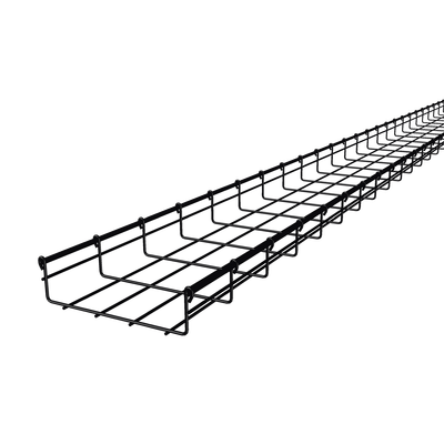 Charola Tipo Malla / Ancho 200 mm / Peralte 66 mm / Capacidad 50 kg/m / Tramo 3 m (9.8 ft) / Acabado Epóxico Negro