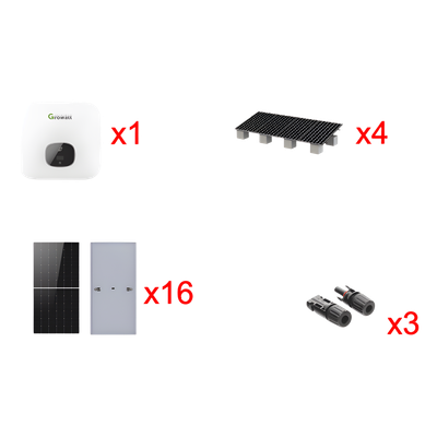 Kit Solar de Interconexión / 10 kW / 220 Vca / 16 Paneles 645W / Inversor 98.4% Eficiencia / Montaje para 4 Módulos