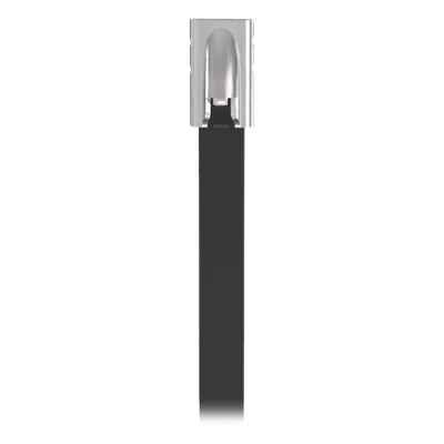 Cincho de Acero Inoxidable 316 / 521 mm (20.5 in) x 4.6 mm / Recubrimiento de Poliéster Negro / Resistente a UV / Exterior / Paquete 100 pz