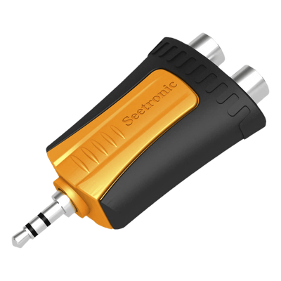 Adaptador de Audio / 3.5 mm Estéreo a 2 RCA Hembra / Carcasa de Plástico / Precableado