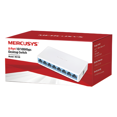 Switch de Escritorio / 8 Puertos 10/100 Mbps / Capacidad de Conmutación 1.6 Gbps / Sin Ventilador / Plug and Play