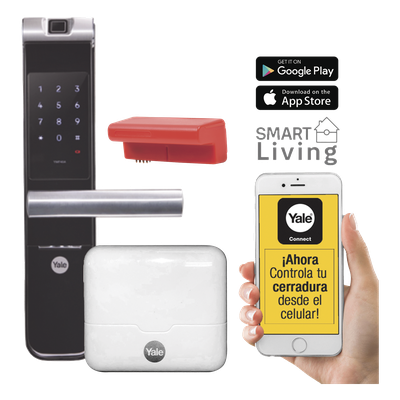 Kit Cerradura Electrónica Inteligente / Apertura por Código, Biometría y Smartphone / 100 Huellas y 100 PINs / Puertas 35-90 mm / Cierre Automático / Wi-Fi