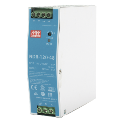 Fuente de poder industrial / 120 W / 48 Vcc / 2.5 A / Entrada universal 90~264 VCA / Riel DIN