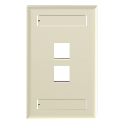 Placa de Pared Vertical / 2 Puertos Keystone / Diseño Plano / 69.8 x 114.3 mm / 2.75 x 4.5 pulg. / Color Marfil