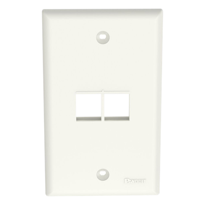 Placa de Pared Vertical / 2 Puertos Keystone / Diseño Plano / 69.8 x 114.3 mm / Blanco Mate