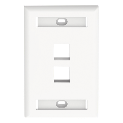 Placa de Pared Vertical / 2 Puertos Keystone / 69.8 x 114.3 mm / 2.75 x 4.5 pulg. / Con Espacios para Etiquetas / Color Blanco