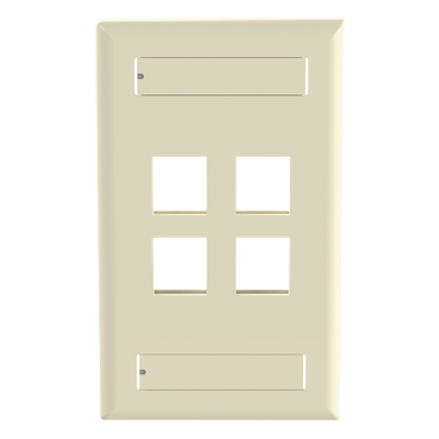 Placa de Pared Vertical / 4 Puertos Keystone / ABS / 69.8 x 114.3 mm / 2.75 x 4.5 pulg. / Marfil
