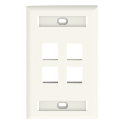Placa de Pared Vertical / 4 Puertos Keystone / 69.8 x 114.3 mm / 2.75 x 4.5 pulg. / Con Espacios para Etiquetas / Color Marfil