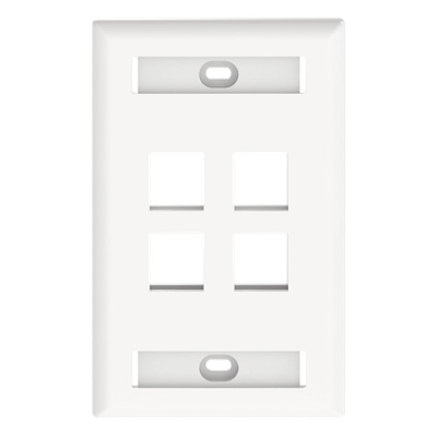 Placa de Pared Vertical / 4 Puertos Keystone / 69.8 x 114.3 mm / 2.75 x 4.5 pulg. / Con Etiquetas / Blanco