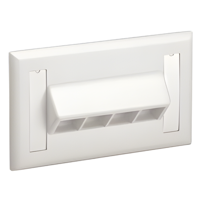 Placa de Pared Horizontal / 4 Puertos Keystone / 69.8 x 114.3 mm / 2.75 x 4.5 pulg. / Blanco Mate