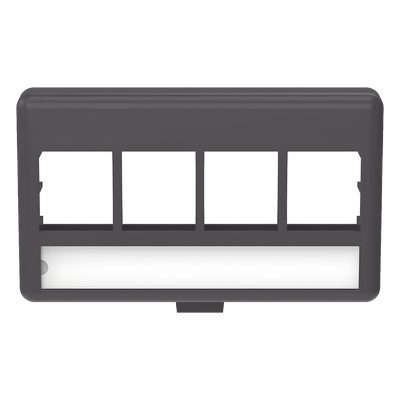 Placa de Mobiliario Modular / 4 Puertos Keystone / Salida Plana / 2.9″ x 1.77″ (73.66 x 44.95 mm) / Color Negro