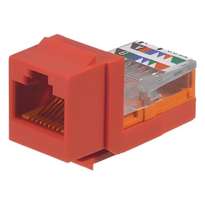 Módulo Jack Keystone / Cat 5e / UTP / 22-24 AWG / RJ45 / Leadframe / PoE / Rojo