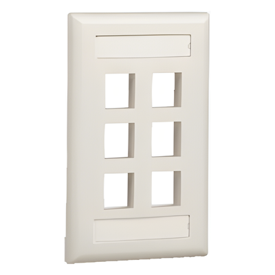 Placa de Pared Vertical / 6 Puertos Keystone / ABS / 69.8 x 114.3 mm / 2.75 x 4.5 pulg. / RoHS / Blanco