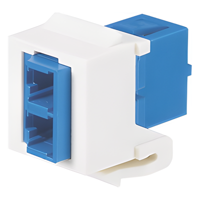 Módulo Acoplador LC Duplex / Fibra Monomodo OS1/OS2 / Tipo Keystone / Cerámica Zirconia / Blanco Mate