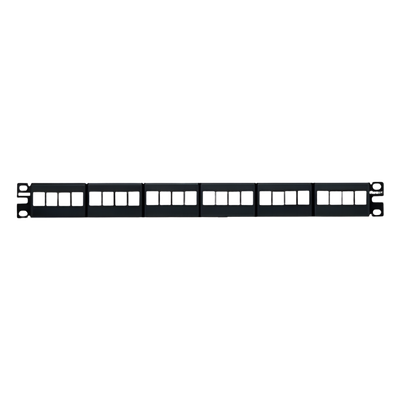 Panel de Parcheo Modular / 24 Puertos / 1UR / Acero Inoxidable / 19′ EIA / 1.72′ Altura