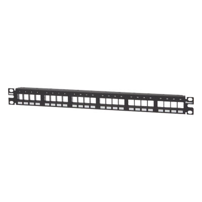 Panel de Parcheo Modular / 24 Puertos / 1UR / 19″ / Acero Inoxidable / Numerado / Sin Conectores