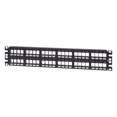 Panel de Parcheo Modular Keystone / 48 Puertos / 2UR / 19″ / Numerado / Plano Negro