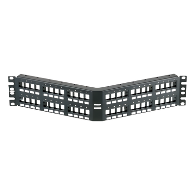 Panel de Parcheo Modular Keystone / 48 Puertos / Angulado / 2UR / Acero Inoxidable / 19.00′ (482.6 mm) Ancho