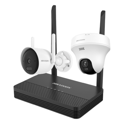Kit IP Inalámbrico / 4 Megapixel / NVS 4 Canales / 2 Cámaras Wi-Fi / Dual Light IR y Blanco / Audio Bidireccional / IP66 / Micro SD 512 GB