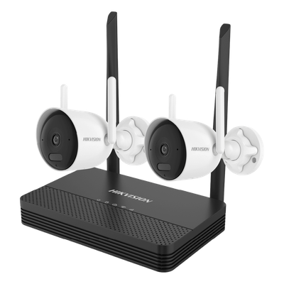 Kit de Videovigilancia IP Inalámbrico / 4 Megapixel / NVS 4 Canales / 2 Cámaras Bala Exterior / Dual Light 30 m (98.4 ft) / Audio Bidireccional / Wi-Fi 2.4 GHz / Micro SD 512 GB