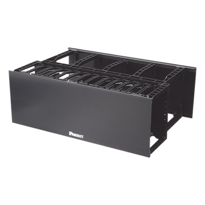 Organizador de Cables Horizontal / Alta Densidad / Doble Acceso Frontal y Posterior / Rack 19in / 4UR / 7ft Equivalente