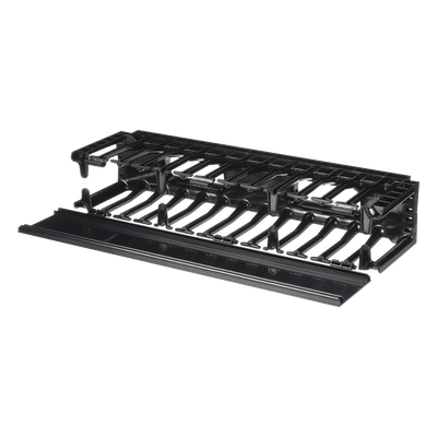 Organizador de Cables Horizontal / Alta Densidad / 19in / 2UR / Frontal Único / ABS con Radio de Curvatura
