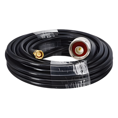 Cable Coaxial / Baja Pérdida / 10 m (32.8 ft) / Impedancia 50 Ω / Operación 5-3000 MHz / Apantallamiento >90 dB / Conectores N y SMA Macho