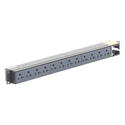 PDU Básico para Rack / 12 Contactos NEMA 5-20R / Entrada NEMA 5-15P / 15A / 120 Vca / Montaje Horizontal 1U / 19 in
