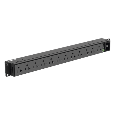 PDU Básico para Rack / 12 Contactos NEMA 5-20R / Entrada NEMA 5-20P / 20A / 120 Vca / Montaje Horizontal 1UR / 19 in