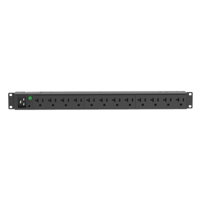 PDU Básico para Rack / 12 Contactos NEMA 5-20R / Entrada NEMA L5-20P / 20 Amp / 120 Vca / Montaje Horizontal 1UR / Cable 3 m (9.8 ft)