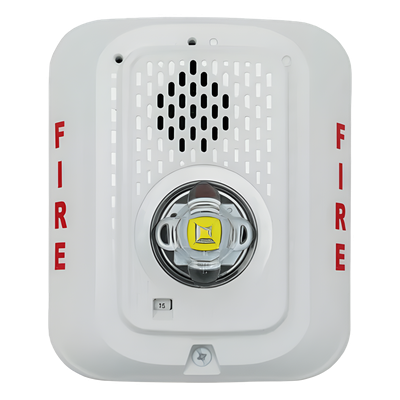 Sirena con Estrobo LED / Montaje en Pared / 2 Hilos / Candela Seleccionable 15-185 cd / Compatible SpectrAlert