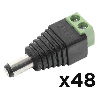 Kit de Conectores Macho / Alimentación 12 Vcc / Jack 3.5 mm Polarizado / 48 Piezas / 0.18 ft Largo